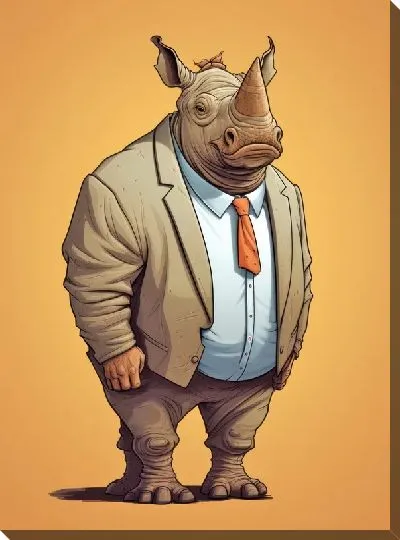 Картина маслом Носорог №68