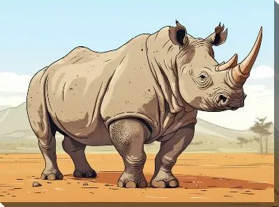 Картина маслом Носорог №73