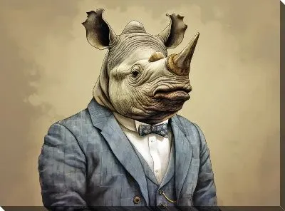 Картина маслом Носорог №76