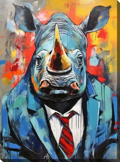Картина маслом Носорог №80