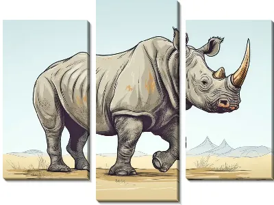 Модульная картина Носорог №92