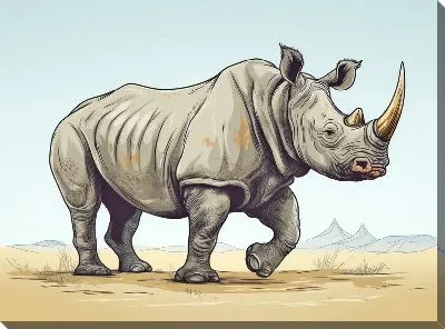 Картина маслом Носорог №92