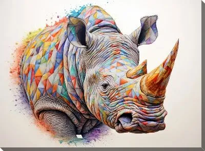 Картина маслом Носорог №102