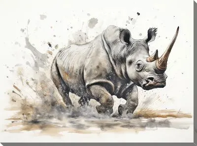 Картина маслом Носорог №116