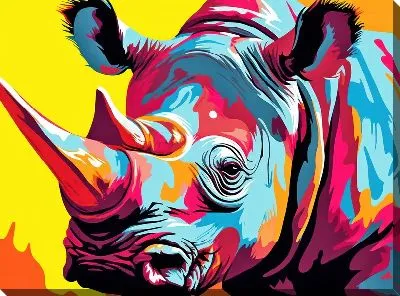 Картина маслом Носорог №129