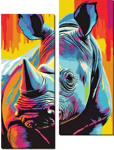 Модульная картина Носорог №130
