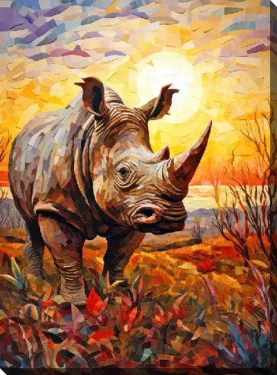 Картина маслом Носорог №136