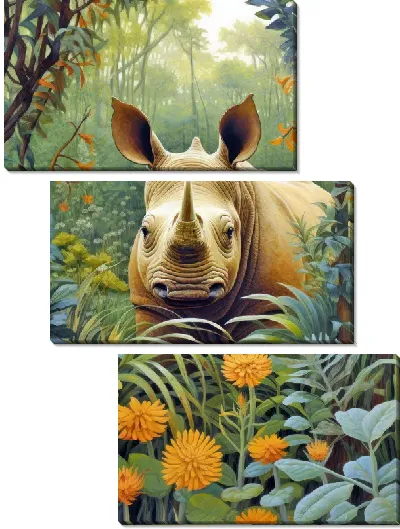 Модульная картина Носорог №137