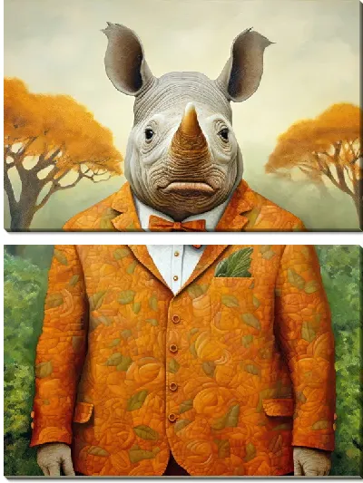 Модульная картина Носорог №138