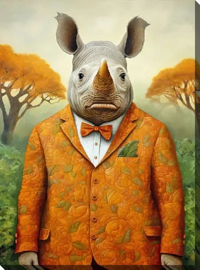 Картина маслом Носорог №138