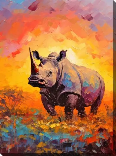 Картина маслом Носорог №139