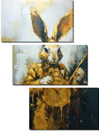Модульная картина Заяц и часы