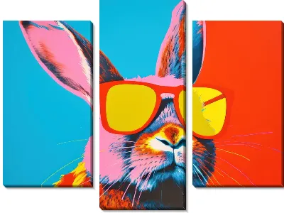 Модульная картина Заяц в очках в стиле поп-арт №2