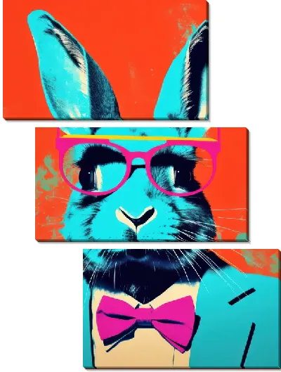 Модульная картина Заяц в очках в стиле поп-арт №3