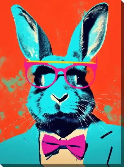Картина маслом Заяц в очках в стиле поп-арт №3