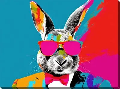 Картина маслом Заяц в очках в стиле поп-арт №4