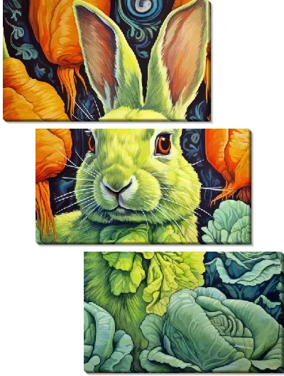 Модульная картина Зеленый заяц