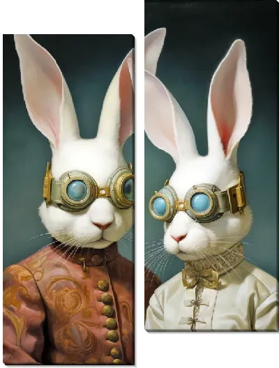 Модульная картина Белые зайцы в очках