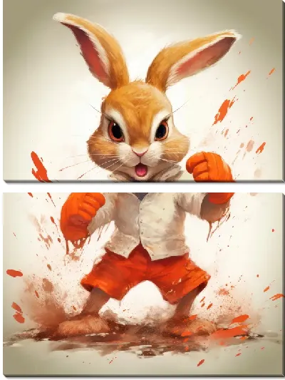 Модульная картина Заяц-боксер