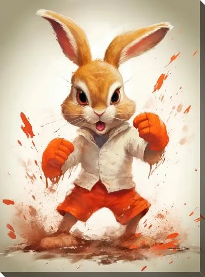 Картина маслом Заяц-боксер