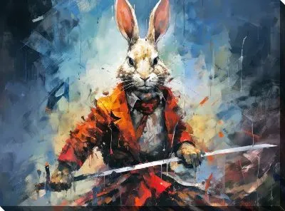 Картина маслом Самурай заяц №2