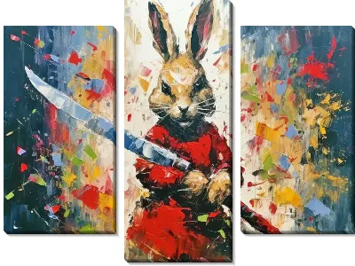 Модульная картина Самурай кролик