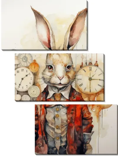 Модульная картина Заяц и часы №101