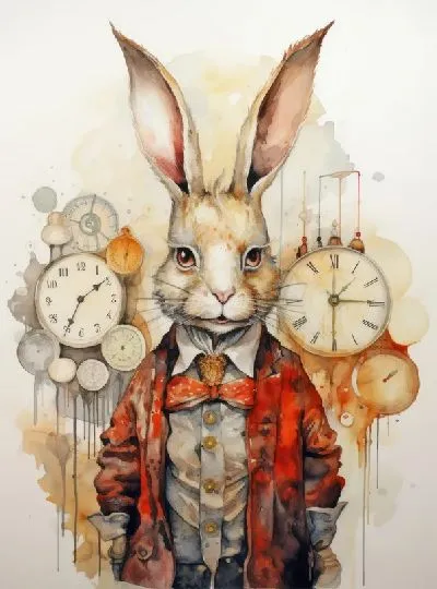 Плакат Заяц и часы №101