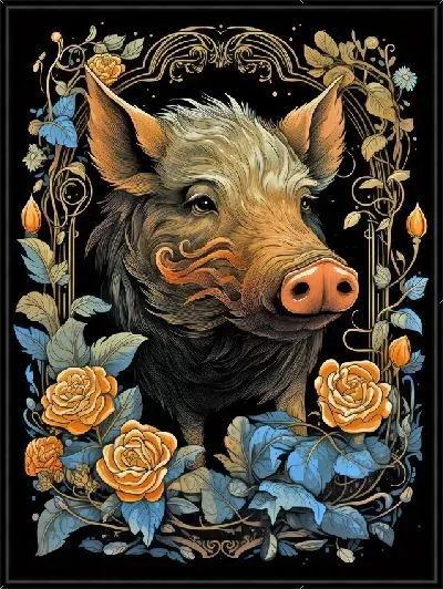 Картина Кабан в стиле винтаж