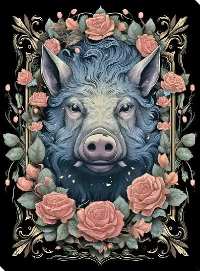 Картина маслом Кабан в стиле ар-деко