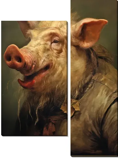 Модульная картина Кабан в одежде