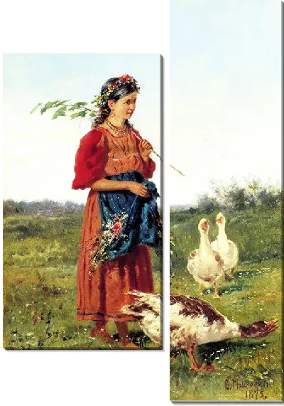 Картина Девочка с гусями