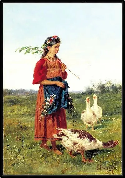 Картина Девочка с гусями