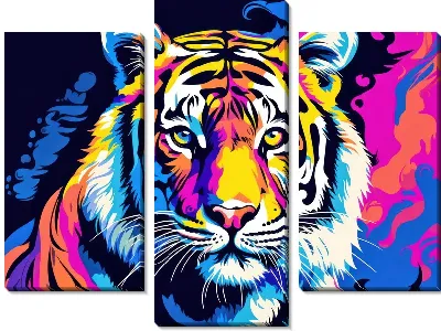 Модульная картина Тигр в стиле поп-арт №2