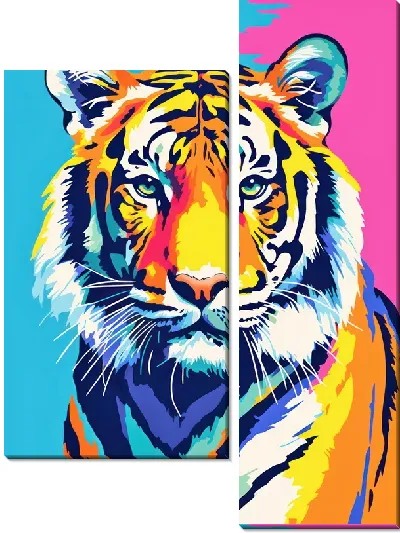 Модульная картина Тигр в стиле поп-арт №5