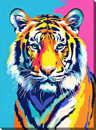 Картина маслом Тигр в стиле поп-арт №5
