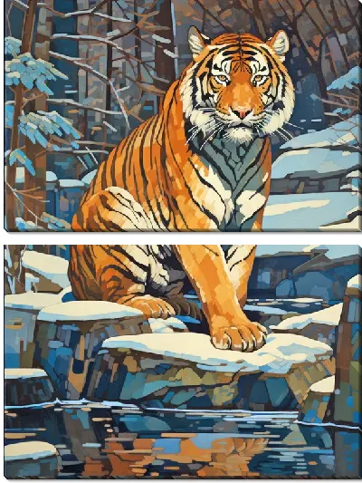 Модульная картина Тигр зимой