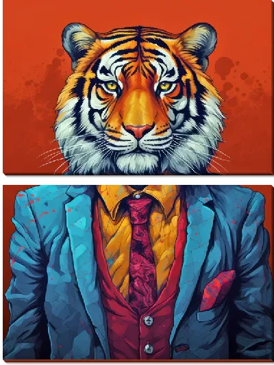 Модульная картина Тигр в синем пиджаке