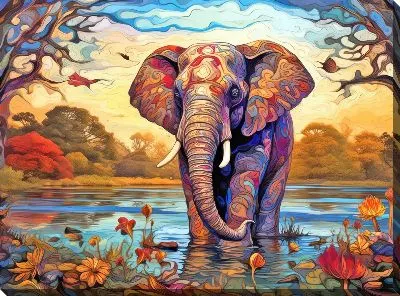 Картина маслом Слон №18