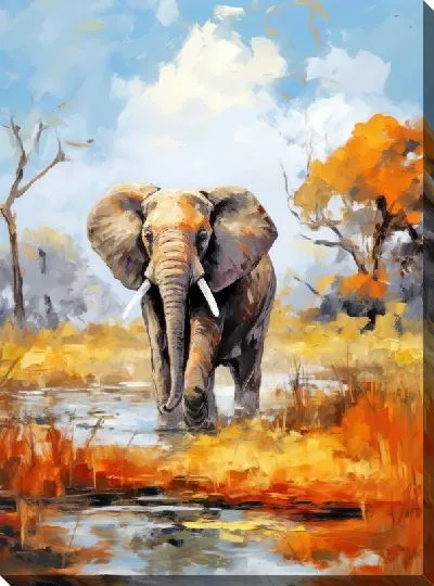 Картина маслом Слон №28