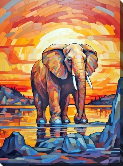 Картина маслом Слон №32