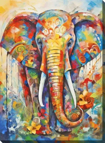 Картина маслом Слон №36