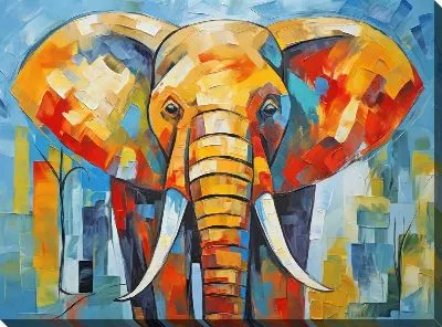 Картина маслом Слон №38