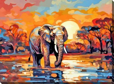 Картина маслом Слон №49