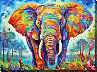 Картина маслом Слон №65
