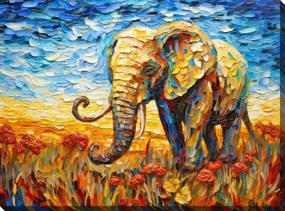 Картина маслом Слон №66