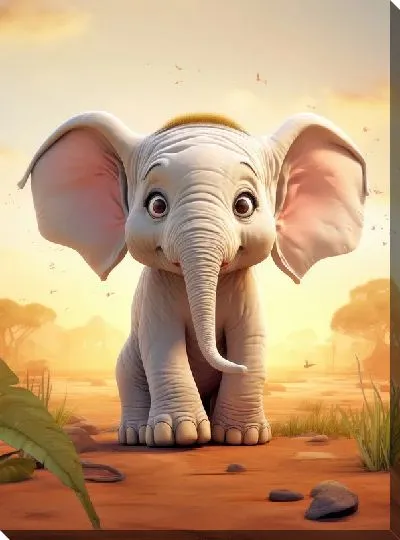 Картина маслом Слонёнок №16