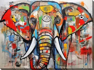 Картина маслом Слон №100