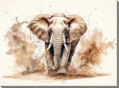 Картина маслом Слон №130
