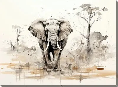 Картина маслом Слон №134